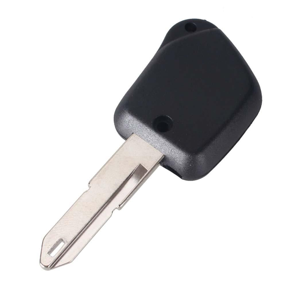 Fekete színű, 1 gombos Peugeot kulcs, kulcsház hátulja.