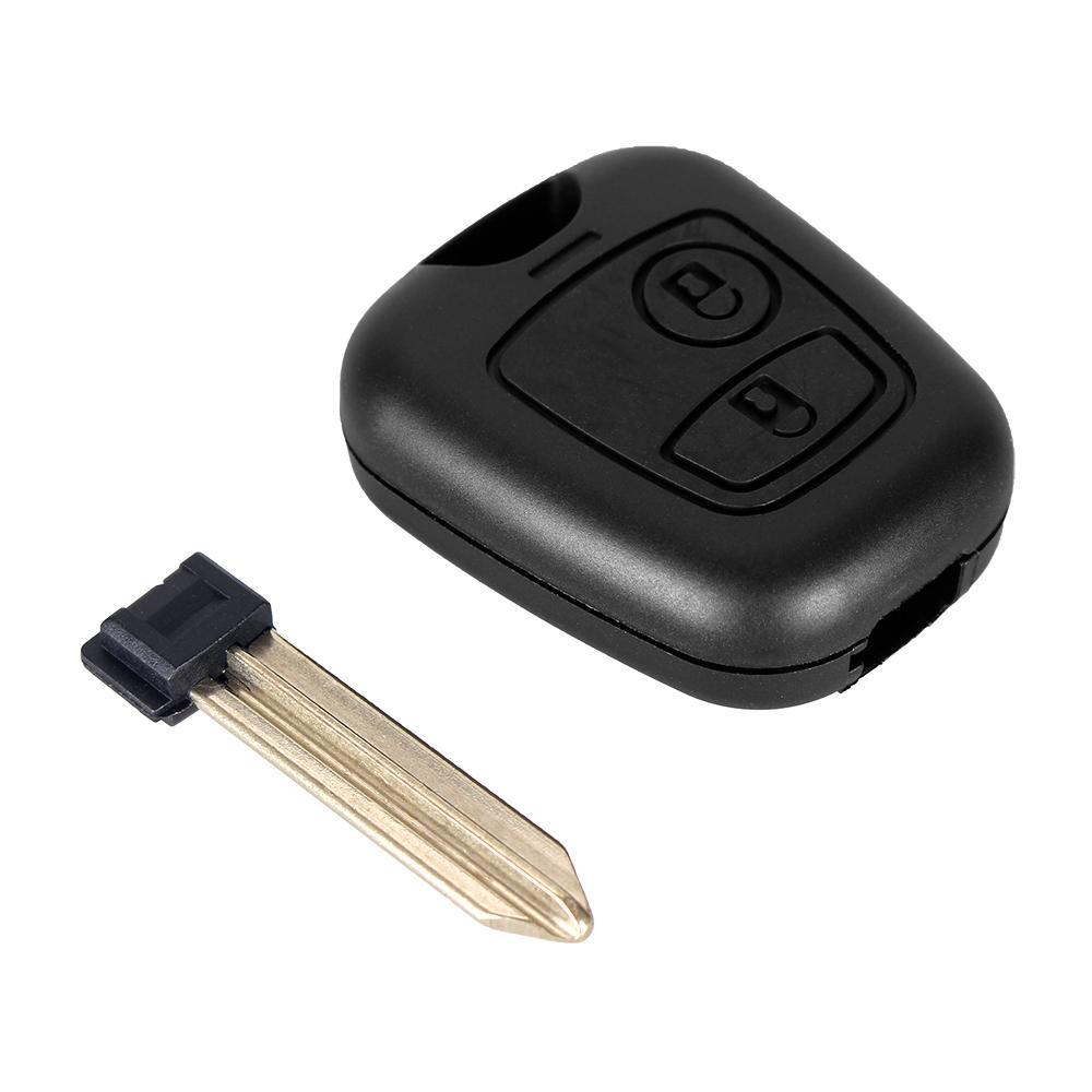Fekete színű, 2 gombos Peugeot kulcs, kulcsház SX9 kulcsszárral.