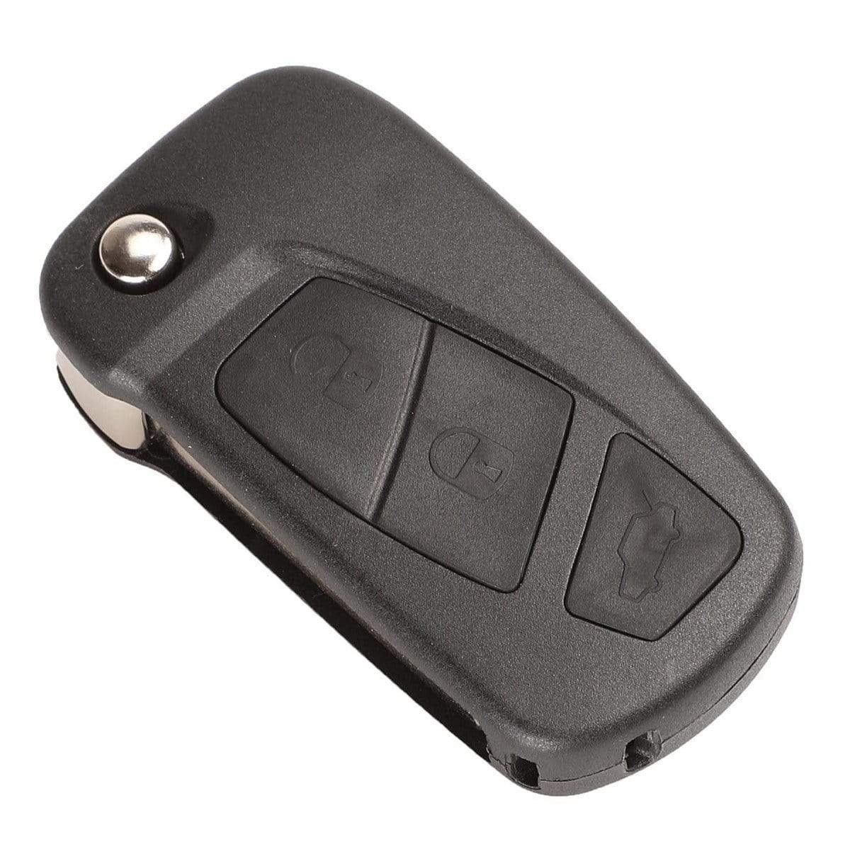 Fekete színű, 2 gombos Peugeot kulcsház, bicskakulcs SIP22 kulcsszárral.