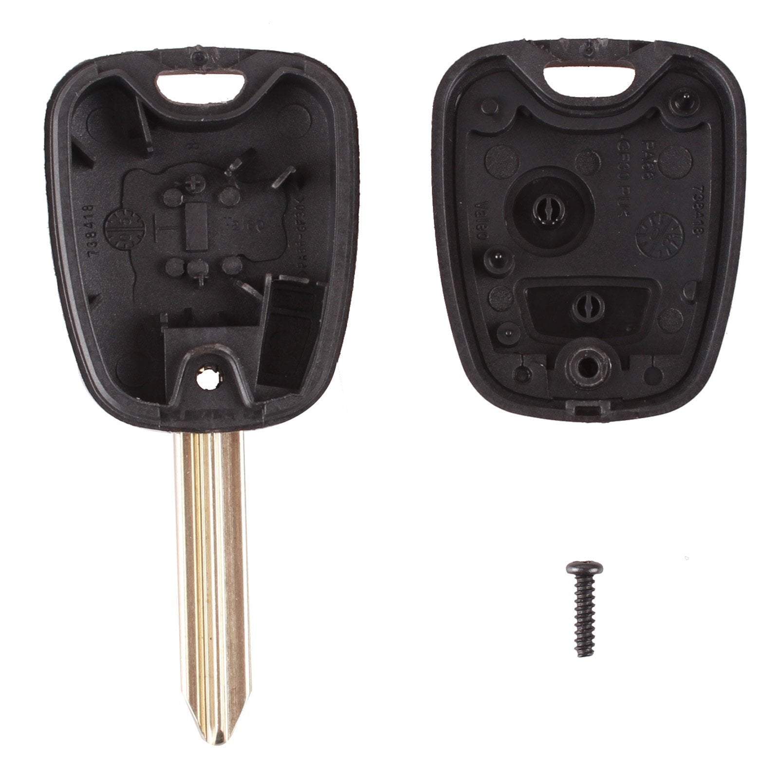 Fekete színű, 2 gombos Peugeot kulcs, kulcsház belseje. SX9 kulcsszárral.