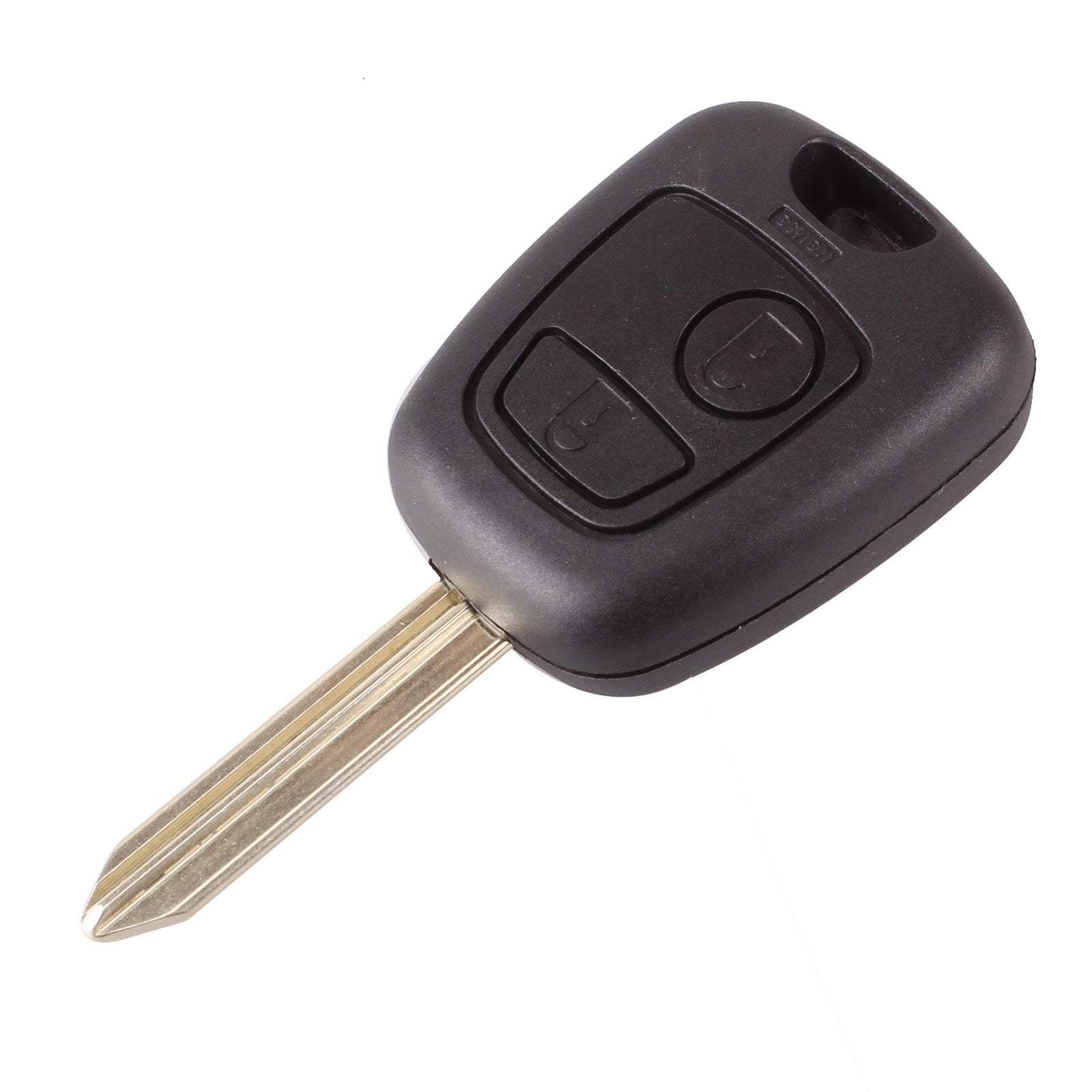 Fekete színű, 2 gombos Peugeot kulcs, kulcsház SX9 kulcsszárral.