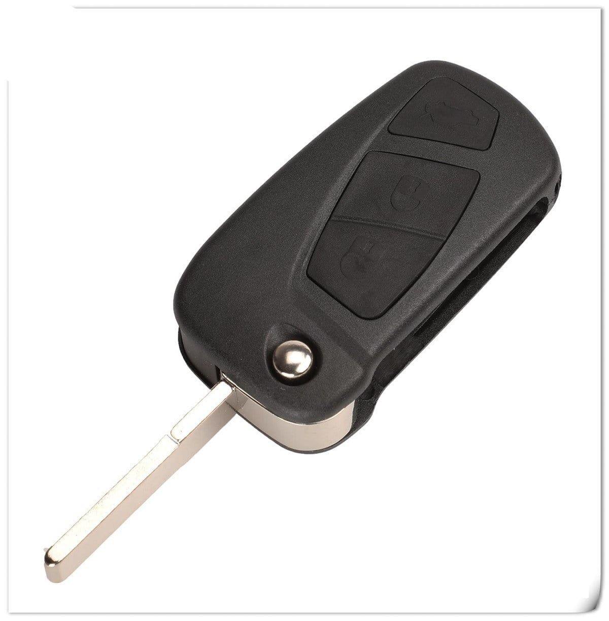 Fekete színű, 2 gombos Citroen kulcsház, bicskakulcs SIP22 kulcsszárral.