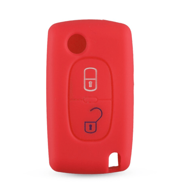 Peugeot kulcs szilikon tok 2 gombos PRÉMIUM piros
