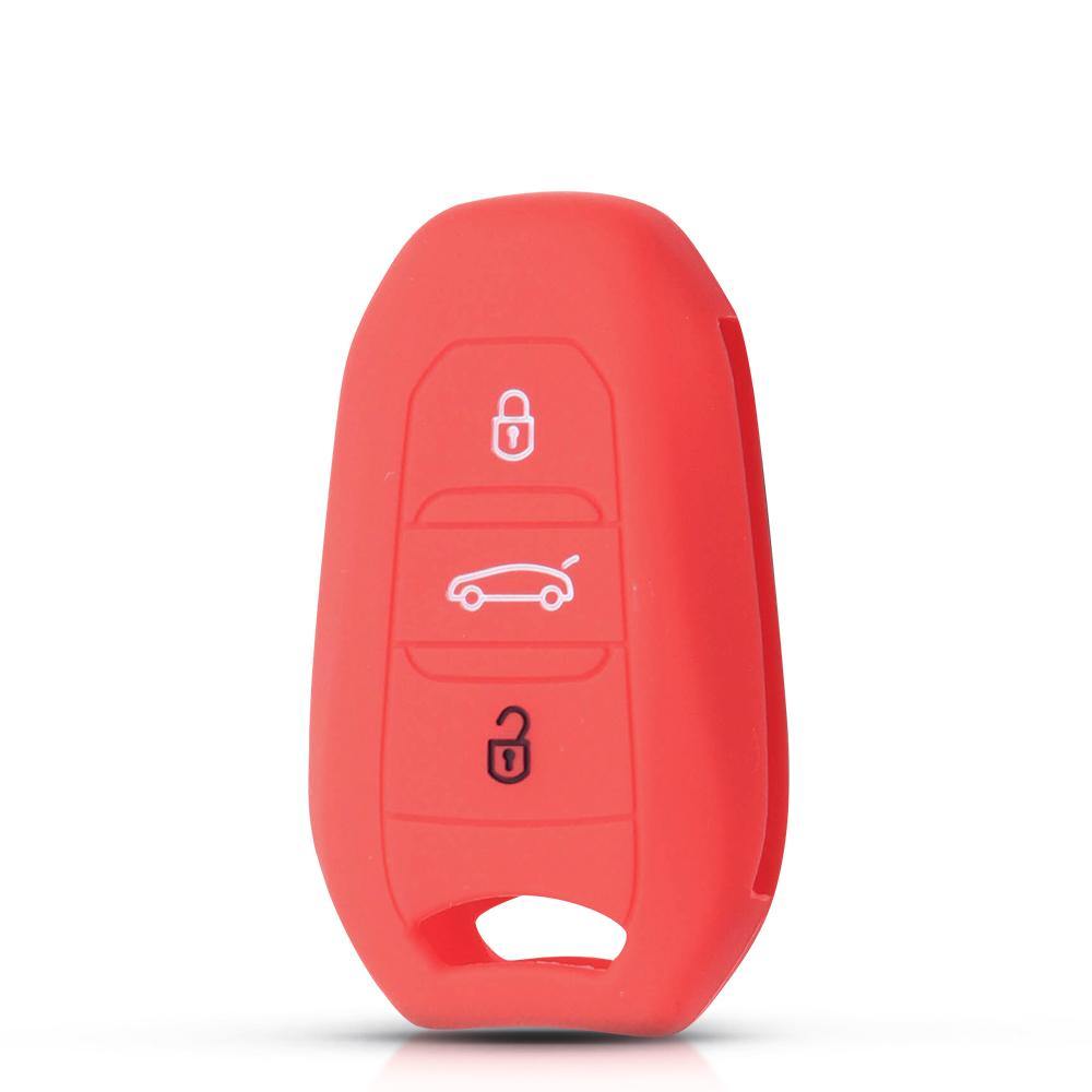 Peugeot kulcs szilikon tok 3 gombos piros