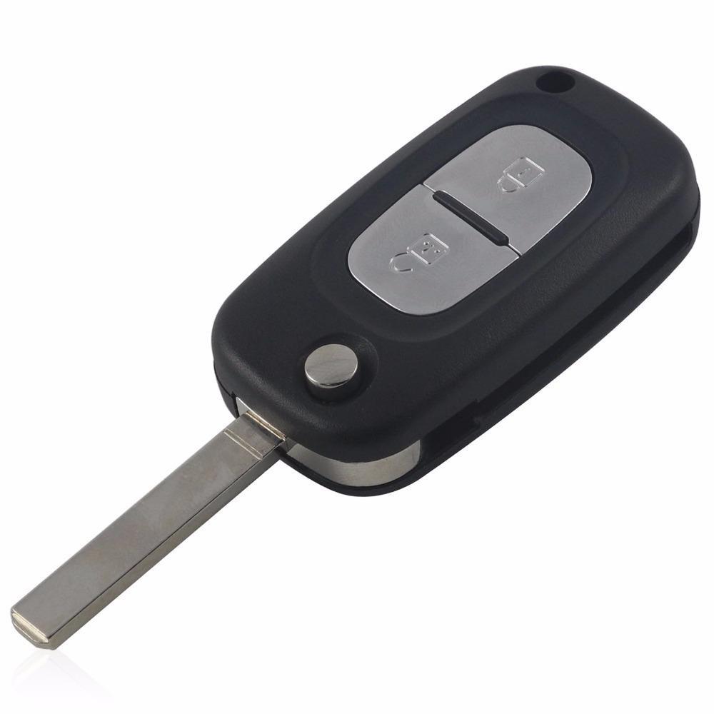 Fekete színű, 2 gombos Renault kulcsház, bicskakulcs szürke színű gombokkal.