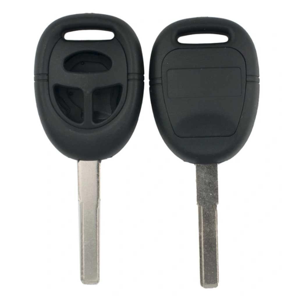 Fekete színű, 3 gombos Saab kulcs gombok nélkül.