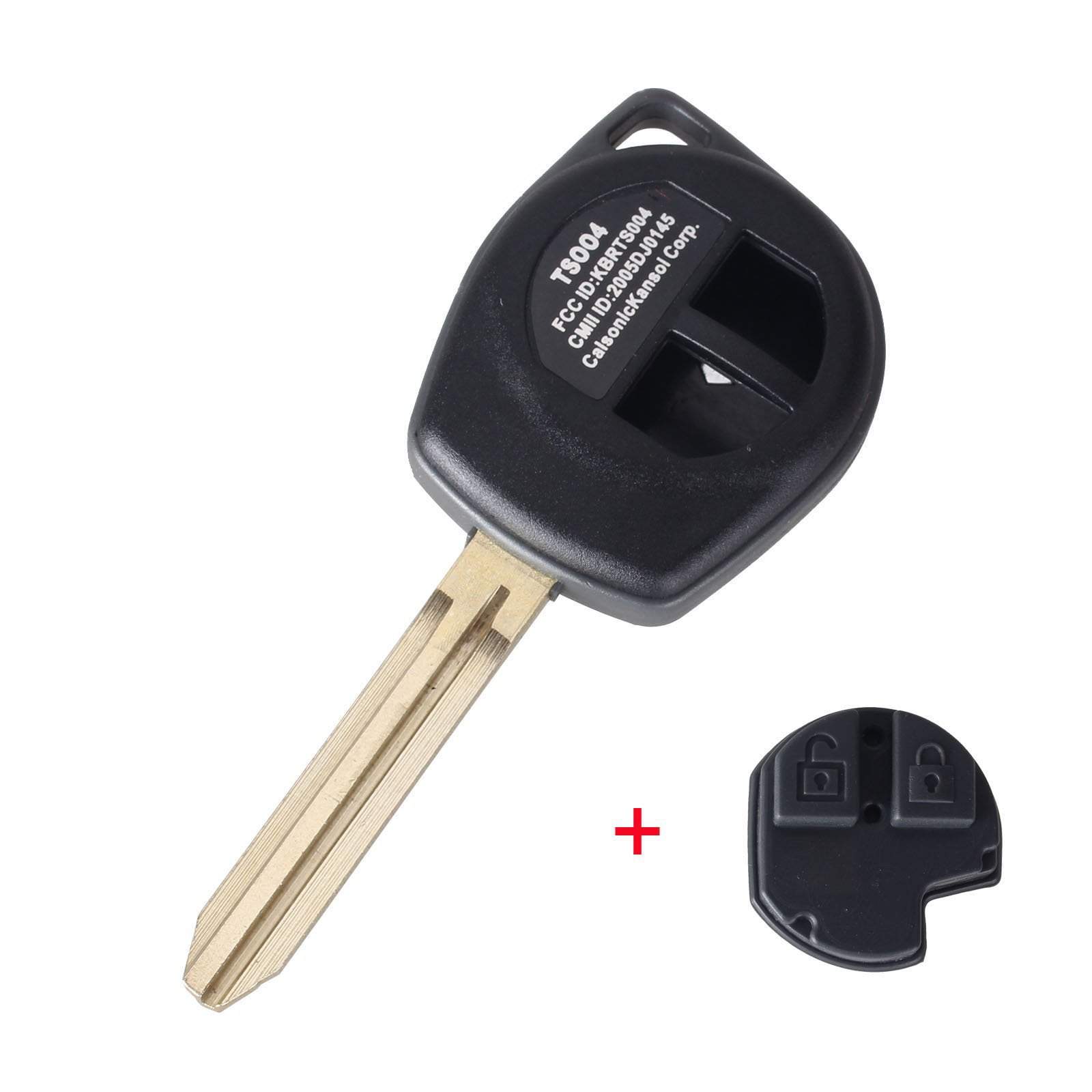 Fekete, szürke színű 2 gombos Suzuki kulcs és gombsor.