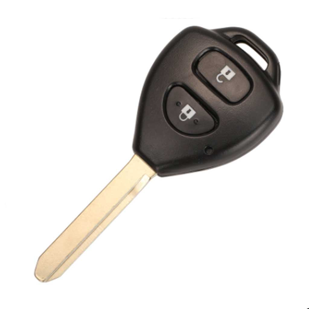 Fekete színű, 2 gombos Toyota kulcs.