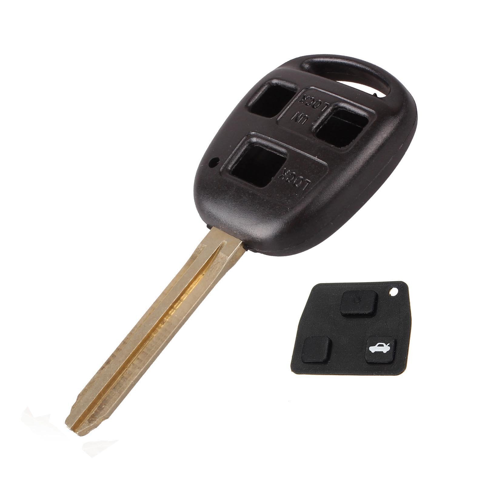 Fekete színű, 3 gombos Toyota kulcs és kulcs gombsor.