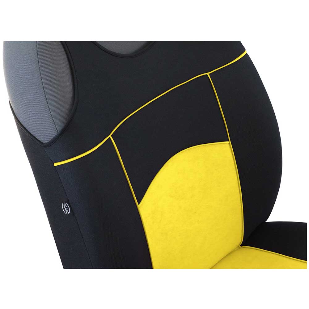 Tuning 100% 1+1 Univerzális trikó üléshuzat sárga színben velúr és szövet anyagokból