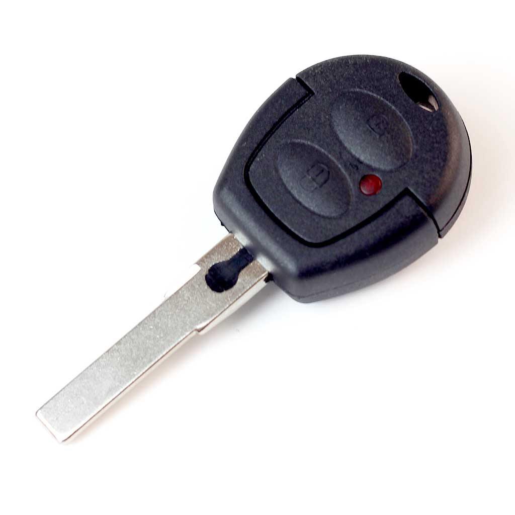 Fekete színű, 2 gombos VW kulcs, kulcsház nyers kulcsszárral.