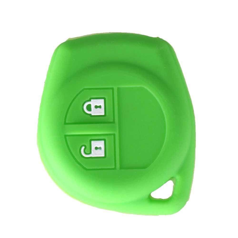 Zöld színű, 2 gombos Suzuki kulcs szilikon tok.